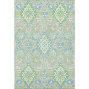 HomeRoots 10' Mint Green Teal and Lavender Oriental Area Rug - Washable, UV Protected, Stain Resistant Comfort! 678862