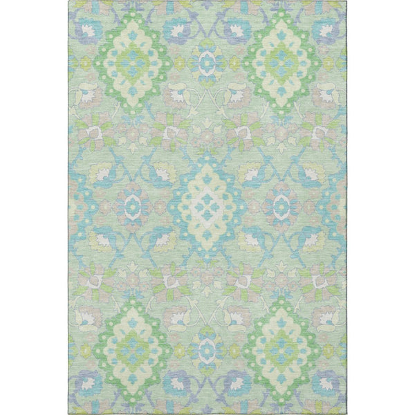 HomeRoots 10' Mint Green Teal and Lavender Oriental Area Rug - Washable, UV Protected, Stain Resistant Comfort! 678862