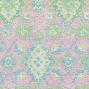 HomeRoots 5' X 8' Vibrant Pink, Teal & Lime Green Washable Oriental Area Rug with UV Protection for Durability 678864