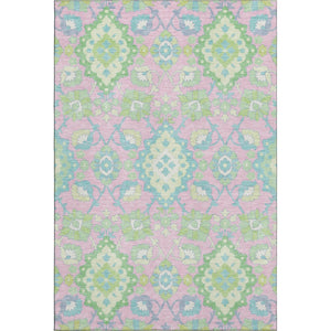 HomeRoots 9' X 12' Vibrant Pink, Teal & Lime Green Oriental Washable Area Rug with UV Protection & Durability 678867