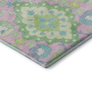 HomeRoots 9' X 12' Vibrant Pink, Teal & Lime Green Oriental Washable Area Rug with UV Protection & Durability 678867