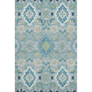 HomeRoots 9' X 12' Teal Ivory Beige Oriental Washable Area Rug – Stain-Resistant, UV-Protected for Homes 678873