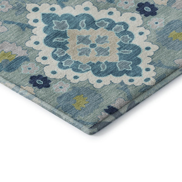 HomeRoots 10' Teal Ivory Beige Oriental Washable Area Rug – UV Protection, Stain Resistant, Perfect for Homes 678874