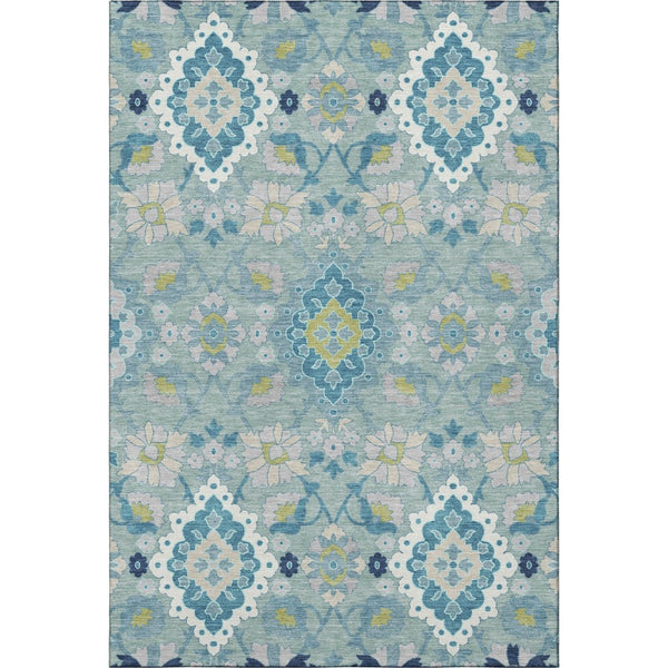 HomeRoots 10' Teal Ivory Beige Oriental Washable Area Rug – UV Protection, Stain Resistant, Perfect for Homes 678874