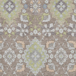 HomeRoots 8' X 10' Washable Oriental Area Rug in Taupe, Peach & Artichoke Green - Stain Resistant & UV Protected! 678878