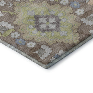 HomeRoots 9' X 12' Elegant Taupe, Peach & Artichoke Green Oriental Rug - Washable, UV Protected & Durable! 678879