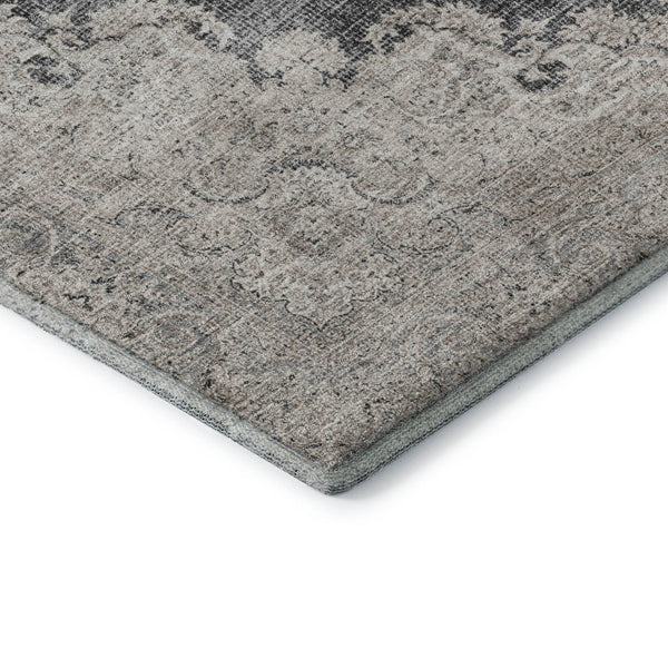 HomeRoots 8' X 10' Elegant Black Beige Gray Oriental Washable Rug - Stain Resistant, UV Protected, Durable Design 678884