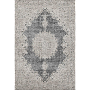 HomeRoots 8' X 10' Elegant Black Beige Gray Oriental Washable Rug - Stain Resistant, UV Protected, Durable Design 678884
