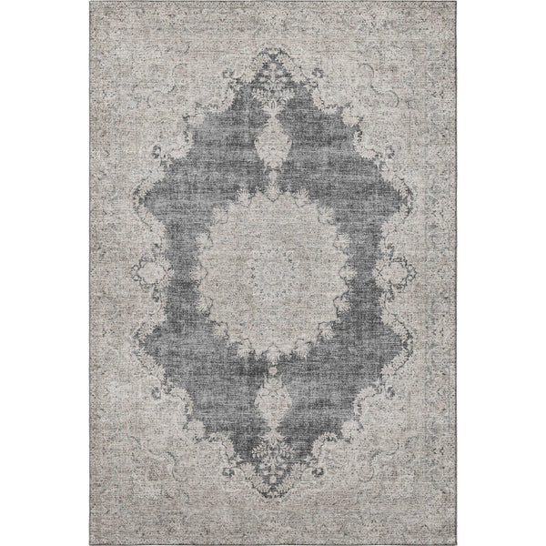 HomeRoots 8' X 10' Elegant Black Beige Gray Oriental Washable Rug - Stain Resistant, UV Protected, Durable Design 678884
