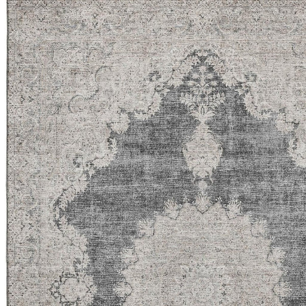 HomeRoots 9' X 12' Stylish Black, Beige & Gray Oriental Washable Area Rug with UV Protection for Modern Homes 678885