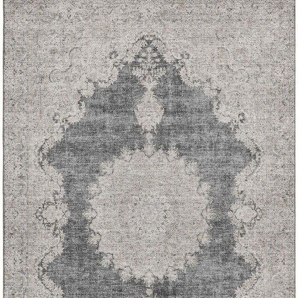 HomeRoots 9' X 12' Stylish Black, Beige & Gray Oriental Washable Area Rug with UV Protection for Modern Homes 678885