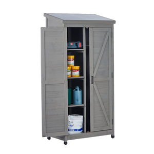 English Elm Outdoor Cedar Wood Vertical Storage Shed with Metal Roof for Garden Tools W2640P262538
