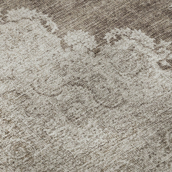 HomeRoots 8' Brown Ivory Beige Oriental Round Rug - Washable, Durable, UV Protected, Ideal for High-Traffic Areas 678889