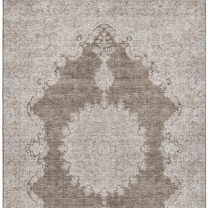 HomeRoots 8' X 10' Elegant Brown Ivory Beige Washable Oriental Area Rug with UV Protection for Families 678890
