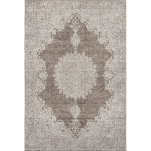 HomeRoots 9' X 12' Stylish Brown, Ivory & Beige Oriental Washable Area Rug with UV Protection for Durability 678891