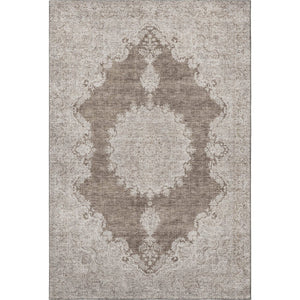 HomeRoots 9' X 12' Stylish Brown, Ivory & Beige Oriental Washable Area Rug with UV Protection for Durability 678891