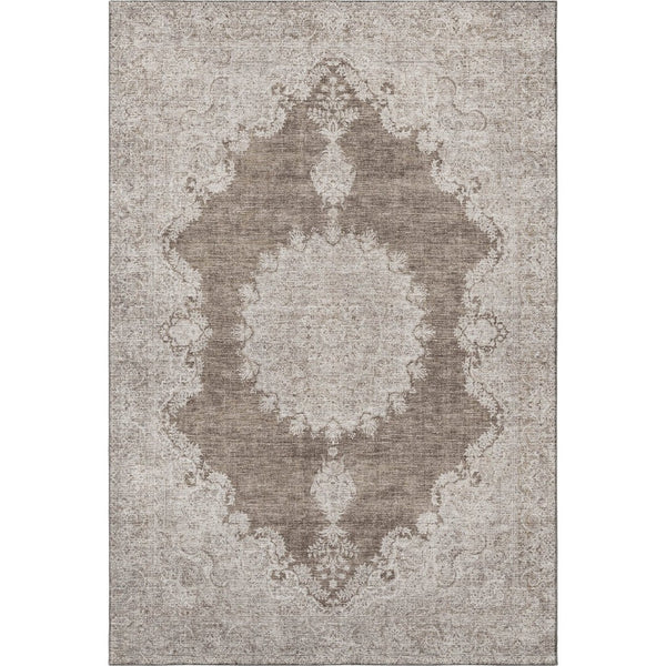 HomeRoots 9' X 12' Stylish Brown, Ivory & Beige Oriental Washable Area Rug with UV Protection for Durability 678891