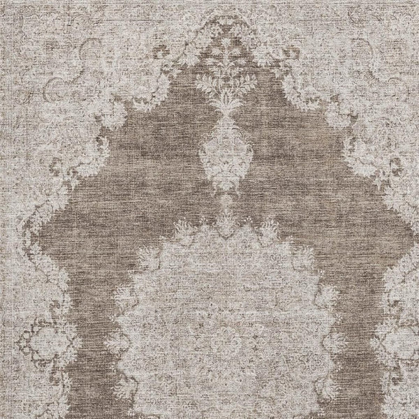 HomeRoots 10' X 14' Elegant Brown Ivory Beige Oriental Washable Area Rug with UV Protection for Homes 678892