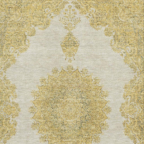 HomeRoots 5' X 8' Gold Ivory Gray Oriental Washable Area Rug - Stain-Resistant, UV Protected & Durable Design 678894