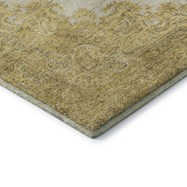 HomeRoots 9' X 12' Elegant Gold Ivory Gray Oriental Area Rug - Washable, Stain-Resistant, UV Protected Style! 678897