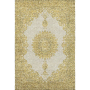 HomeRoots 9' X 12' Elegant Gold Ivory Gray Oriental Area Rug - Washable, Stain-Resistant, UV Protected Style! 678897