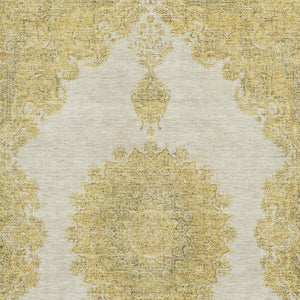 HomeRoots 10' X 14' Gold Ivory & Gray Oriental Washable Area Rug - Stylish, Durable, & UV Protected for Homes 678898