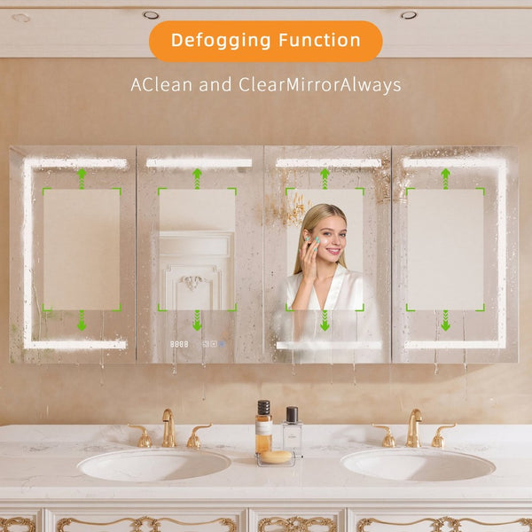 English Elm Lighted Aluminum Medicine Cabinet Smart Mirror with Anti-fog Led and Built-in Usb Outlet W5609P461368