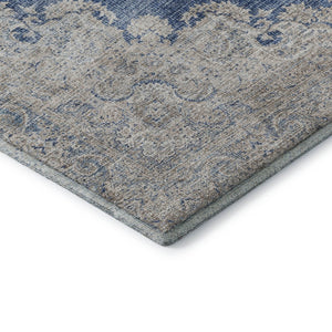 HomeRoots 10' X 14' Navy Blue Gray Ivory Oriental Area Rug - Washable, UV Protected & Pet-Friendly Design 678904