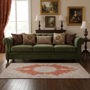 HomeRoots 5' X 8' Washable Rust and Beige Oriental Area Rug with UV Protection for High-Traffic Homes 678906