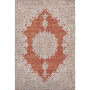 HomeRoots 5' X 8' Washable Rust and Beige Oriental Area Rug with UV Protection for High-Traffic Homes 678906