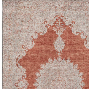 HomeRoots 8' X 10' Elegant Rust & Beige Oriental Area Rug - Washable, Stain-Resistant, UV Protected Beauty 678908
