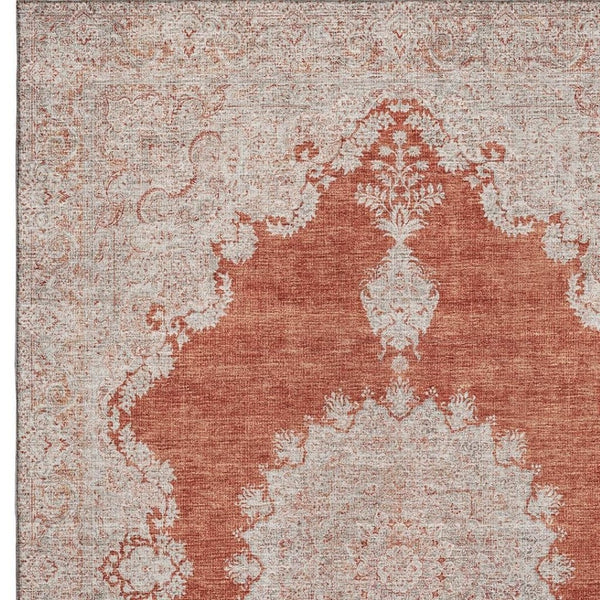 HomeRoots 8' X 10' Elegant Rust & Beige Oriental Area Rug - Washable, Stain-Resistant, UV Protected Beauty 678908