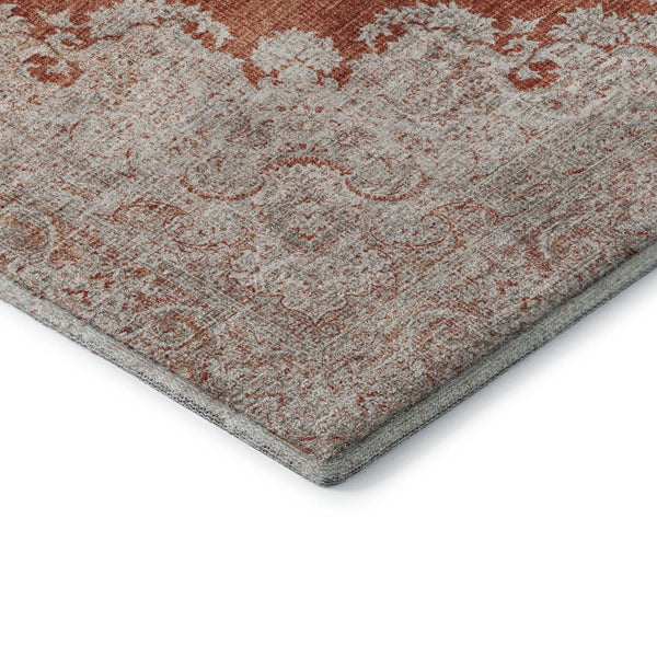 HomeRoots 9' X 12' Stylish Rust and Beige Oriental Washable Area Rug with UV Protection for High-Traffic Spaces 678909