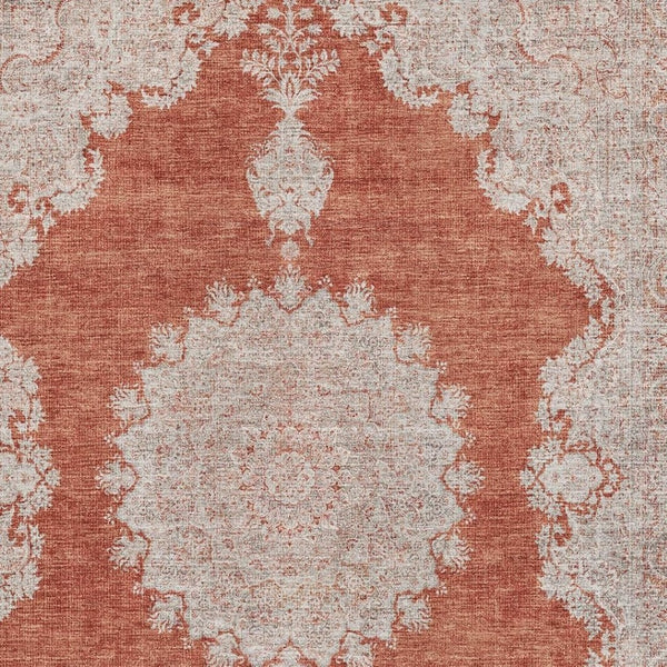 HomeRoots 10' X 14' Rust And Beige Oriental Area Rug – Washable, UV Protected, Perfect for High-Traffic Areas 678910