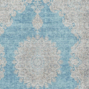 HomeRoots 5' X 8' Teal Aqua & Gray Oriental Washable Area Rug – Durable, Stain Resistant with UV Protection! 678912