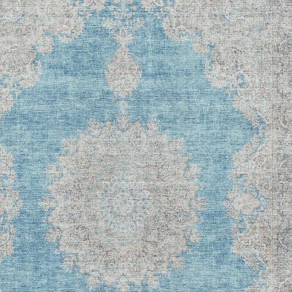 HomeRoots 5' X 8' Teal Aqua & Gray Oriental Washable Area Rug – Durable, Stain Resistant with UV Protection! 678912