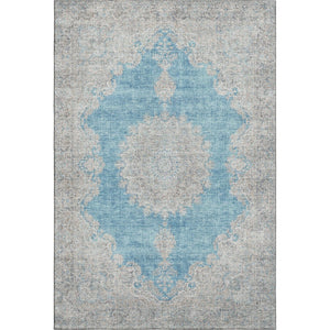 HomeRoots 9' X 12' Teal Aqua & Gray Oriental Washable Area Rug – Durable, Stylish, UV-Protected for All Spaces! 678915