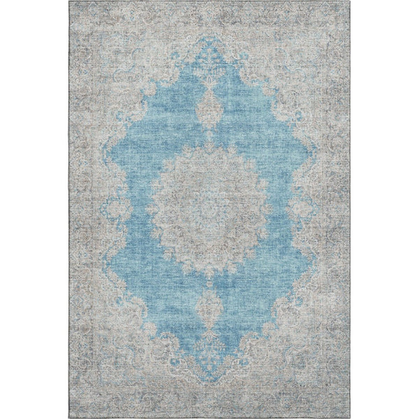 HomeRoots 10' Teal Aqua & Gray Oriental Area Rug - Washable, UV Protected, Stain Resistant, Perfect for Homes 678916