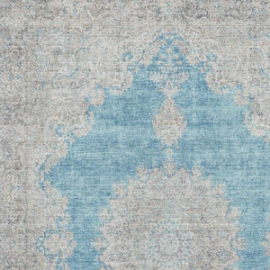 HomeRoots 10' Teal Aqua & Gray Oriental Area Rug - Washable, UV Protected, Stain Resistant, Perfect for Homes 678916