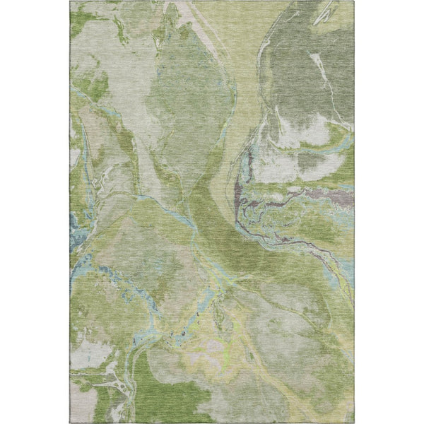 HomeRoots 5' X 8' Washable Abstract Area Rug in Green, Blue & Gray - UV Protected, Durable & Stylish Design 678930