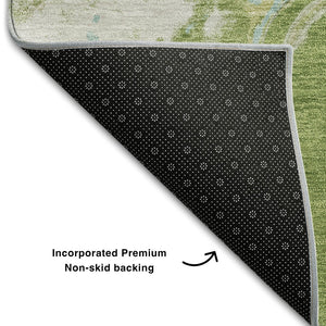 HomeRoots 5' X 8' Washable Abstract Area Rug in Green, Blue & Gray - UV Protected, Durable & Stylish Design 678930