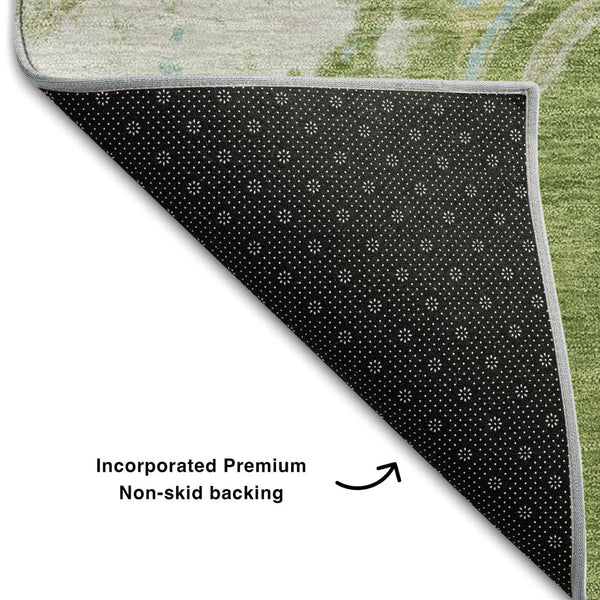 HomeRoots 5' X 8' Washable Abstract Area Rug in Green, Blue & Gray - UV Protected, Durable & Stylish Design 678930