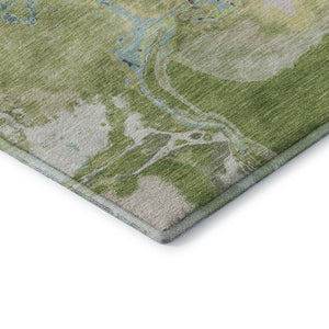 HomeRoots 5' X 8' Washable Abstract Area Rug in Green, Blue & Gray - UV Protected, Durable & Stylish Design 678930