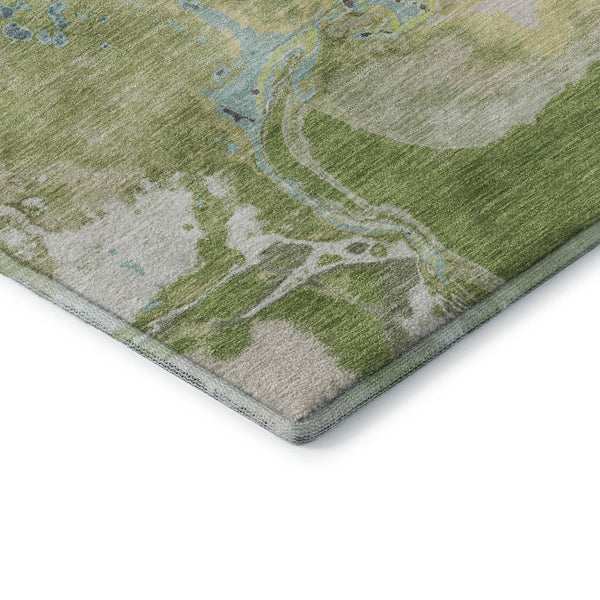 HomeRoots 5' X 8' Washable Abstract Area Rug in Green, Blue & Gray - UV Protected, Durable & Stylish Design 678930