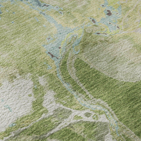 HomeRoots 5' X 8' Washable Abstract Area Rug in Green, Blue & Gray - UV Protected, Durable & Stylish Design 678930