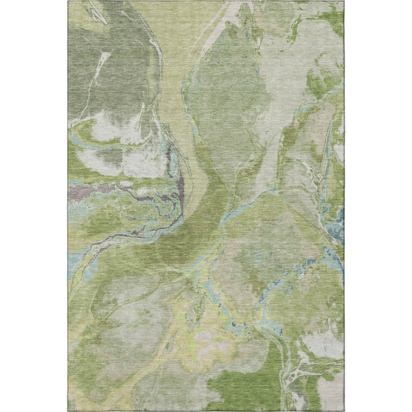 HomeRoots 5' X 8' Washable Abstract Area Rug in Green, Blue & Gray - UV Protected, Durable & Stylish Design 678930