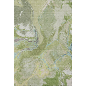 HomeRoots 9' X 12' Abstract Washable Area Rug in Green, Blue & Gray – UV Protected, Durable & Stylish for Homes 678933