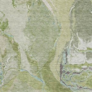 HomeRoots 10' Modern Abstract Area Rug in Green, Blue, Gray - Washable, UV Protected, Stain Resistant Design 678934