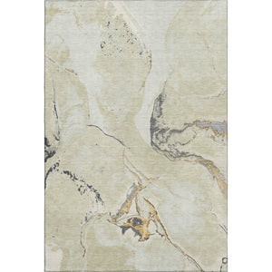 HomeRoots 8' X 10' Stylish Ivory Beige and Gray Abstract Washable Area Rug with UV Defense for Modern Homes 678938