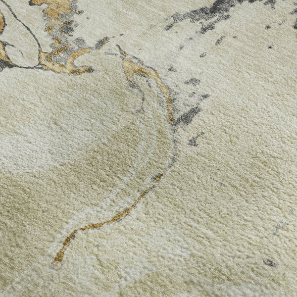 HomeRoots 8' X 10' Stylish Ivory Beige and Gray Abstract Washable Area Rug with UV Defense for Modern Homes 678938